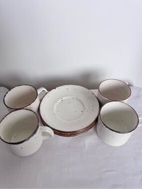 Set of 5 J&G Meakin "Lifestyle" Pattern Cups and Saucers - Discontinued